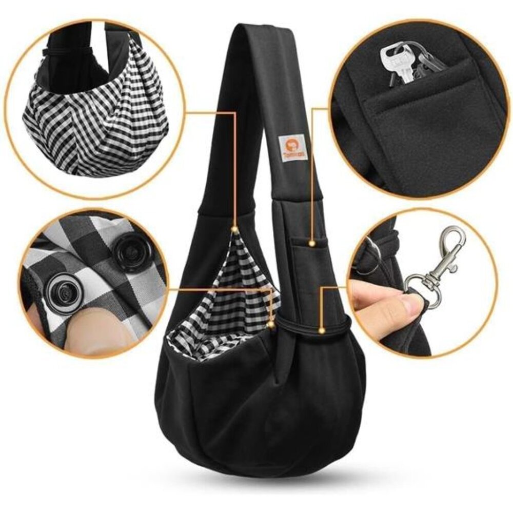 Small Dog Sling Carrier Classic Pocket & Classic Strap for 3-10 lbs Pets - Picture 4 of 8